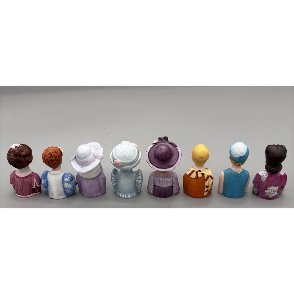 Vintage Avon 7 Ladies of American Fashion Porcelain Thimble Set Circa. 1980s - Picture 5 of 10